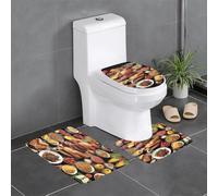 Set di 3 tappeti da bagno Delicious Feast, antiscivolo, assorbenti, spessi e comodi per casa, spa e hotel