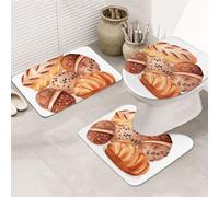 Set di 3 tappeti da bagno dipinti a forma di U, tappetini da bagno in microfibra antiscivolo + tappetino per copriwater, morbidi tappeti da bagno assorbenti per la decorazione della casa