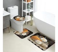 Set di 3 Tappeti da Bagno,Elegant Vintage Flowers Pattern Autumn Lavabili Coperchio del WC Traspiranti Tappeto a Forma di U per Docce WC Bagno