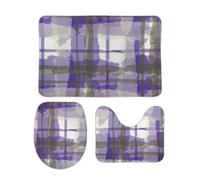 Set di 3 Tappeti da Bagno Grunge Pattern Hand Painted Crossing Lines Traspiranti Tappetini Per WC Asciugatura Rapida Tappetino girowater a Forma di U per Bagno WC
