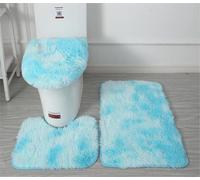 Set di 3 tappeti da bagno in morbida microfibra, tappetino da bagno antiscivolo, soffice peluche, tappetino da bagno assorbente, lavabile in lavatrice (azzurro)