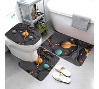 Set di 3 tappeti da bagno lavabili con sistema solare, in carta, a forma di U, morbidi e assorbenti, per vasca da bagno e WC