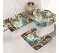 Set di 3 tappeti da bagno mitologici antichi greci con divinità ed eroi, morbidi tappetini da bagno assorbenti in memory foam e tappetino da bagno a forma di U, decorazione per la casa, asciugatura
