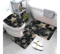 Set di 3 tappeti da bagno super assorbenti, set di tappetini da bagno antiscivolo, lavabile, tappetino contorno e copriwater a stella, tappetini da bagno per bagno e doccia