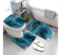 Set di 3 tappeti da bagno super assorbenti, set di tappetini da bagno antiscivolo, lavabile, tappetino contorno e copriwater in agata color foglia di tè, tappetini da bagno per bagno doccia