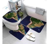 Set di 3 tappeti da bagno super assorbenti set di tappetini da bagno antiscivolo tappetino da bagno lavabile tappetino contorno e copertura per coperchio WC Sud America satellitare tappetini da bagno