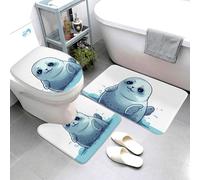 Set di 3 tappeti da bagno super assorbenti, set di tappetini da bagno antiscivolo, tappetino da bagno lavabile, tappetino contorno e copertura per coperchio del WC, tappetino da bagno per doccia
