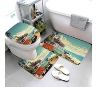 Set di 3 tappeti da bagno super assorbenti, set di tappetini da bagno antiscivolo, tappetino da bagno lavabile, tappetino contorno e copriwater copriwater, tappetino da bagno estivo per viaggio su