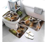 Set di 3 tappeti da bagno super assorbenti, set di tappetini da bagno antiscivolo, tappetino da bagno lavabile, tappetino contorno e copriwater con scimmia lemure carino tappetino da bagno per bagno