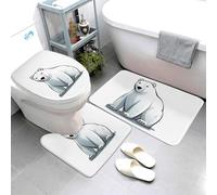Set di 3 tappeti da bagno super assorbenti, set di tappetini da bagno antiscivolo, tappetino da bagno lavabile, tappetino contorno e copriwater con orso polare, tappetini da bagno per bagno e doccia