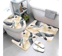 Set di 3 tappeti da bagno super assorbenti, set di tappetini da bagno antiscivolo, tappetino da bagno lavabile, tappetino contorno e coperchio del WC, gru volanti, tappetini da bagno per bagno e