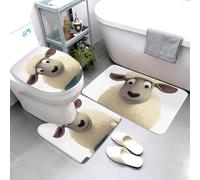 Set di 3 tappeti da bagno super assorbenti, set di tappetini da bagno antiscivolo, tappetino da bagno lavabile, tappetino contorno e copriwater con pecora, tappetini da bagno per bagno e doccia