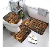 Set di 3 tappeti da bagno super assorbenti, set di tappetini da bagno antiscivolo, tappetino da bagno lavabile, tappetino contorno e coperchio del WC, tappetino retrò per libreria, tappetino da bagno