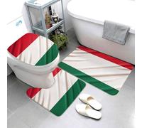 Set di 3 tappeti da bagno super assorbenti, set di tappetini da bagno antiscivolo, tappetino da bagno lavabile, tappetino contorno e copriwater con bandiera italiana, tappetini da bagno per bagno e