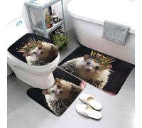 Set di 3 tappeti da bagno super assorbenti, set di tappetini da bagno antiscivolo, tappetino da bagno lavabile, tappetino contorno e copriwater con corona con riccio, tappetino da bagno per bagno e
