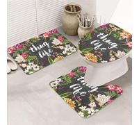 Set di 3 tappeti da bagno ultra morbidi, antiscivolo e tappetino da bagno assorbente, tappeti da bagno Thug Life Flowers, vasca, doccia