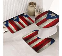 Set di 3 tappeti da bagno, ultra morbidi, antiscivolo, tappetino da bagno assorbente, tappetino da bagno con bandiera di Porto Rico, tappetino da bagno, vasca, doccia