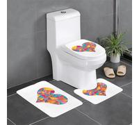 Set di 3 tappeti da bagno WHJSSF 61 x 40,6 cm, motivo frammenti d'amore, antiscivolo, per WC, toeletta e copertura, facili da pulire