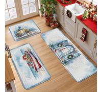Set di 3 tappeti da cucina a tema natalizio con barca a vela | Elementi nautici, Tappetini Da Cucina Per Pavimento, Pigne, Stelle Marine, Accenti Di Casa Stagionale