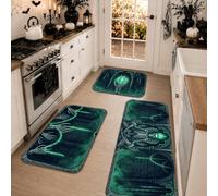 Set di 3 tappeti da cucina a tema scheletro gotico | Architettura gotica, Tappeto per lavello da cucina, tema sotterraneo, Dark Fantasy, Tappetini da cucina
