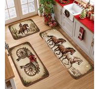 Set di 3 tappeti da cucina con cavalli occidentali selvaggi West Decor | Tema occidentale, tappeto per lavello da cucina, estetica campagna, stile rustico, accenti a ferro di cavallo, spirito cowboy