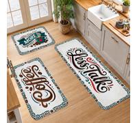 Set di 3 tappeti da cucina con citazione per amanti del caffè | Decorazione per caffetteria, tappetini da cucina per pavimento, tipografia fantasiosa, tema barista, runner da cucina