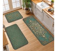 Set di 3 tappeti da cucina con motivo geometrico marocchino a forma di | Tappeto per lavello da cucina, stile marocchino, stile globale, runner da cucina, con accenti d'ingresso