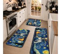 Set di 3 tappeti da cucina con scheletro artistico e impressionista per | Stile artistico impressionista, tappeto per lavello da cucina, stampa artistica con scheletri, decorazione per pavimenti