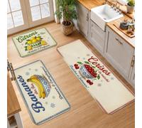 Set di 3 tappeti da cucina vintage francesi con frutteto | Tipografia francese, tappetini da cucina per pavimento, tema frutteto, arredamento fattoria, corridori per pavimento cucina