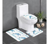 Set di 3 tappetini antiscivolo con delfini WHJSHOP che saltano tra i gabbiani, stampa a forma di U, strettamente attaccati, assorbenti e durevoli, spessi e confortevoli