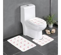 Set di 3 tappetini antiscivolo con fenicottero WHJSHOP che tocca delicatamente l'acqua con stampa a forma di U, strettamente attaccato, assorbente e durevole, spesso e confortevole