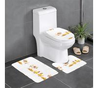 Set di 3 tappetini antiscivolo da bagno 61 x 40,6 cm WHJSSF Puppy Chasing Chasing Chicken Picture Contour, tappeti ovali e rettangolari per WC, toeletta e servizi igienici