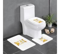 Set di 3 tappetini antiscivolo da bagno WHJSSF 61 x 40,6 cm con clessidra dorata, ovali e rettangolari per WC, toeletta e servizi igienici