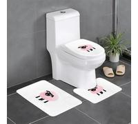 Set di 3 tappetini antiscivolo da bagno WHJSSF 61 x 40,6 cm, motivo pecorelle rosa, ovali e rettangolari per WC, toeletta e servizi igienici