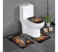 Set di 3 tappetini antiscivolo HYTTER Fireworks on the skewers stampato a forma di U tappetino per WC strettamente attaccato, assorbente e durevole, spesso e confortevole