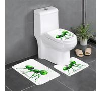 Set di 3 tappetini antiscivolo HYTTER Green Little ant stampati a forma di U, strettamente attaccati, assorbenti e durevoli, spessi e confortevoli
