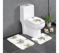Set di 3 tappetini antiscivolo HYTTER Lily con gocce d'acqua stampati a forma di U, strettamente attaccati, assorbenti e durevoli, spessi e confortevoli