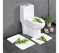 Set di 3 tappetini antiscivolo HYTTER Lily of the Valley con gocce d'acqua stampate a forma di U, strettamente attaccato, assorbente e durevole, spesso e confortevole
