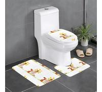 Set di 3 tappetini antiscivolo HYTTER Little Squirrel che gioca con mulino a vento stampato a forma di U, strettamente attaccato, assorbente e durevole, spesso e confortevole