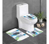 Set di 3 tappetini antiscivolo HYTTER Princess Rabbit in The Castle stampato a forma di U tappetino per WC strettamente attaccato, assorbente e durevole, spesso e confortevole