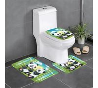 Set di 3 tappetini antiscivolo HYTTER Two Happy Pandas stampati a forma di U, strettamente attaccati, assorbenti e durevoli, spessi e confortevoli