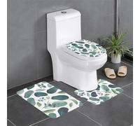 Set di 3 tappetini antiscivolo in flanella 61 x 40,6 cm HJFCZH foglie di eucalipto stampe spesse e assorbenti per bagno e WC
