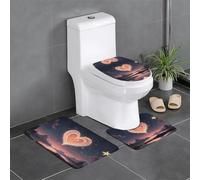 Set di 3 tappetini antiscivolo in flanella 61 x 40,6 cm HJFCZH Shooting Star Heart stampe spesse e assorbenti per bagno e WC
