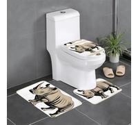 Set di 3 tappetini antiscivolo in flanella, 61 x 40,6 cm, immagine di rinoceronte YYHWHJDE Animal, spesso e assorbente, per bagno e WC