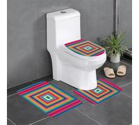 Set di 3 tappetini antiscivolo in flanella, 61 x 40,6 cm, immagine quadrata YYHWHJDE The Circle, spesso e assorbente, per bagno e WC