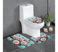 Set di 3 tappetini antiscivolo in flanella, 61 x 40,6 cm, rose YYHWHJDE che sbocciano nell'acqua, spesso e assorbente, per bagno e WC
