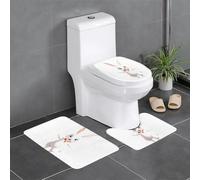 Set di 3 tappetini antiscivolo in flanella 61 x 40,6 cm WHJSSF Happy Little White Rabbit Pattern spesso e assorbente per bagno e WC