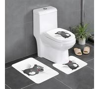 Set di 3 tappetini antiscivolo MJHKXLJ con stampe giocoso angelo ratto tappetino WC a forma di U, strettamente attaccato, assorbente e durevole, spesso e confortevole