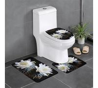 Set di 3 tappetini antiscivolo MSRHIUEF Cactus Flower Stamp U a forma di U tappetini per WC, aderenti, assorbenti e durevoli, spessi e confortevoli