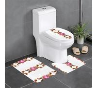 Set di 3 tappetini antiscivolo WHJSHOP Brown Rabbit Love con stampa a forma di U, strettamente attaccati, assorbenti e durevoli, spessi e confortevoli